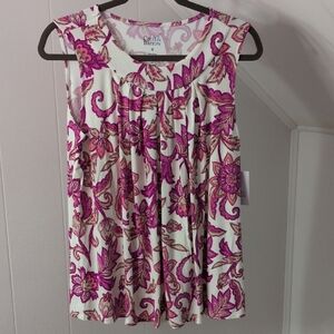 Croft & Barrow Floral Sleeveless Top - Pink and White
